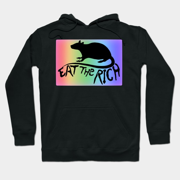 Eat The Rich (Black on Rainbow) Hoodie by Psych0kvltz